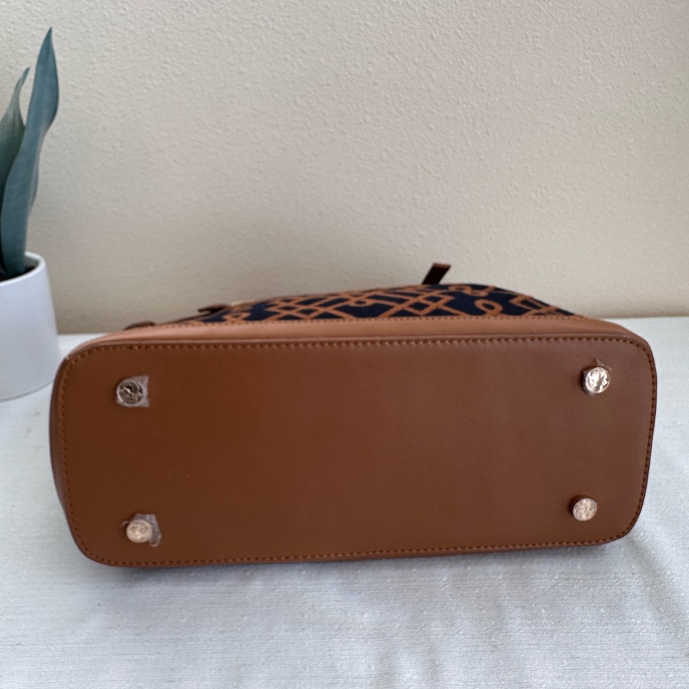 New Spartina 449 Mareena Avery Navy/Tan Leather/ Natural Linen Tote Purse - Picture 13 of 13